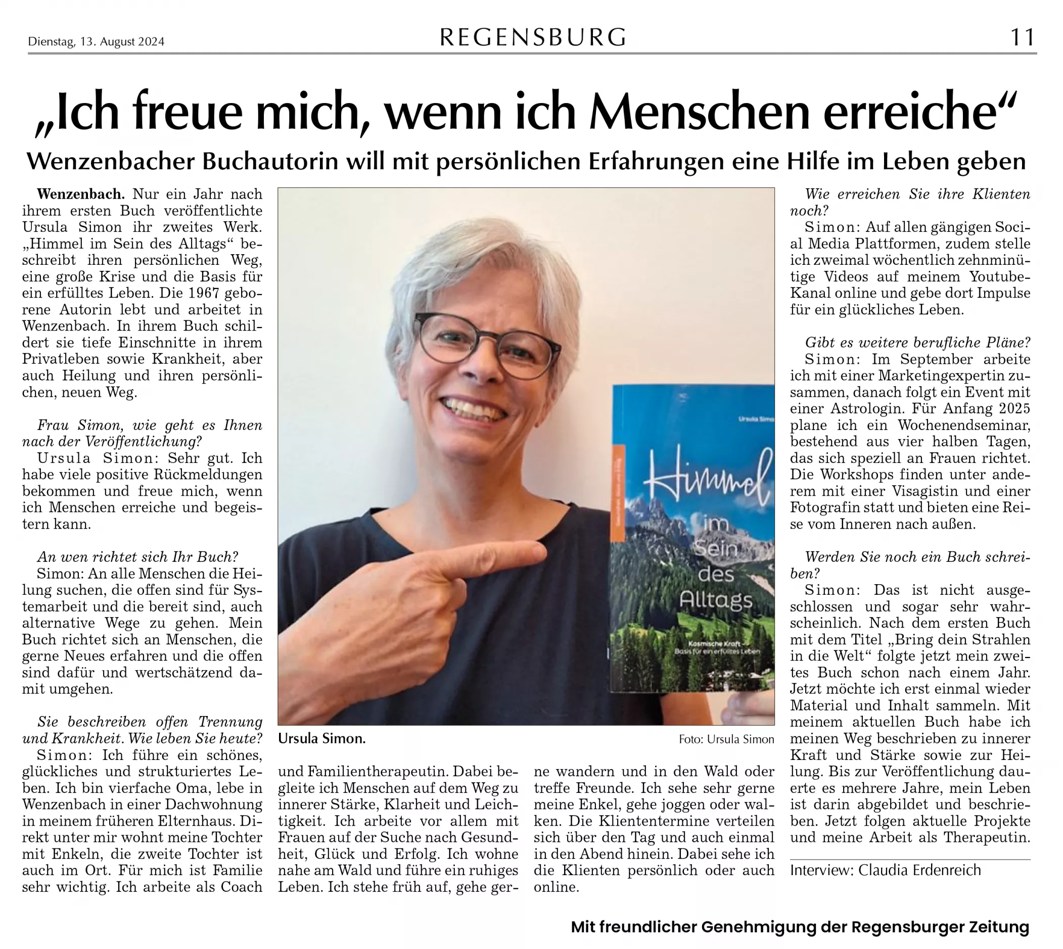 Ursula Simon in der Regensburger Zeitung